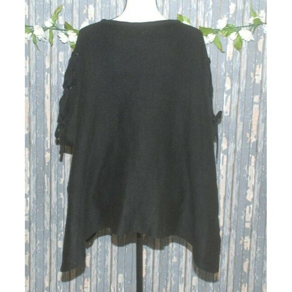 Madden Black Poncho Style Sweater Oversized One Size Lagenlook Grunge Casual - Picture 9 of 10